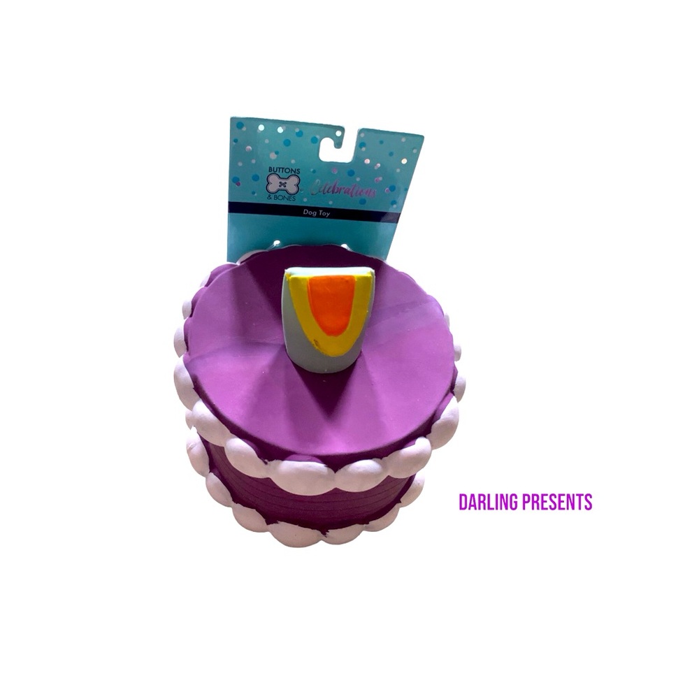 Buttons & Bones Celebration Cake Dog Toy Color Purple
